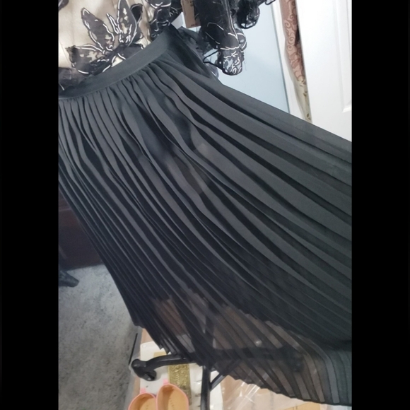 Vintage Made To Order Silk Chiffon Knife Pleat Skirt Sheer Classic Old Money 2/4 - Picture 7 of 10